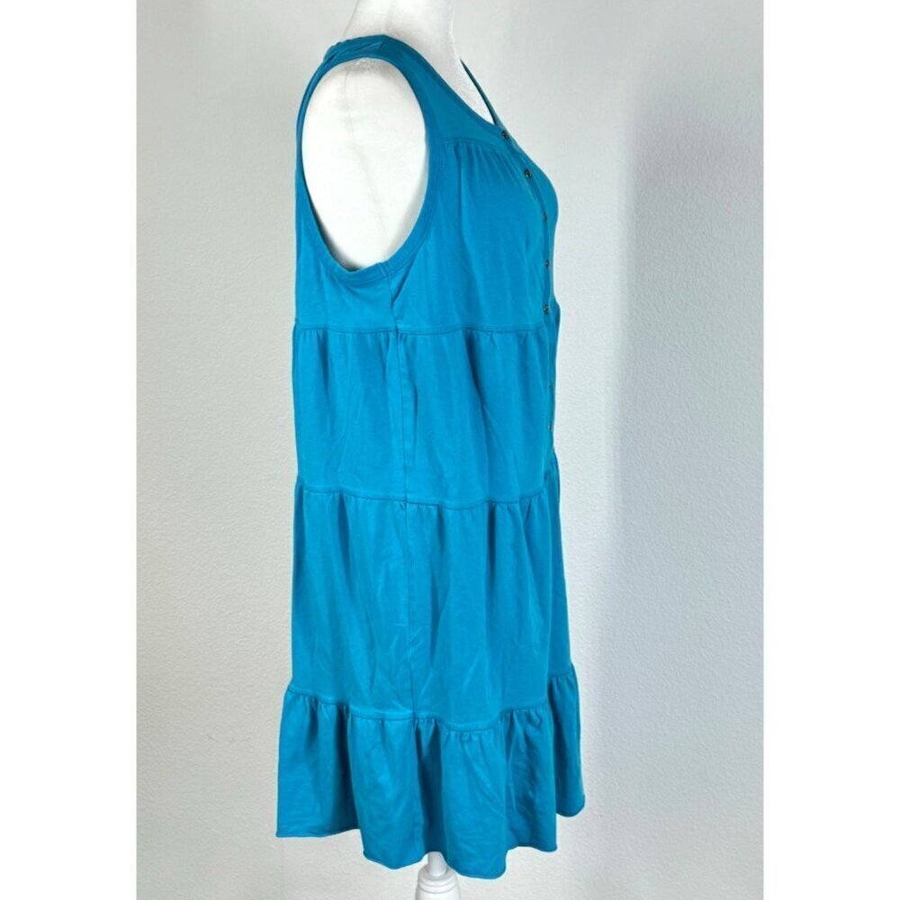 Athleta Tank Dress Tiered Midi Ruffles Size M Blue Sleeveless - Picture 2 of 10